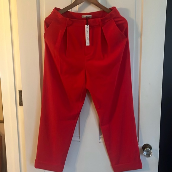 ALICE + OLIVIA Ardell Pleated Straight-Leg Pants Red size 6. - Picture 4 of 8